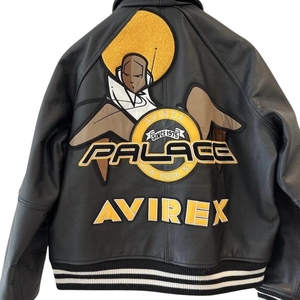 Chaqueta Varsity Hypebeast Streetwear, Avirex x Palace Zomby de Cuero, Colaboración Limitada, Impermeable y Ecológica, Alta Calidad - Product Image 1