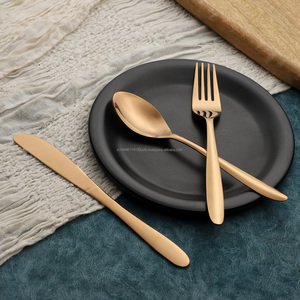 Juego de cubiertos/cubiertos de acero inoxidable PVD Chanta de oro rosa Grado 202/304 Cuchara brillante Tenedor Cuchillo Bebé Fiestas únicas al por mayor - Product Image 1