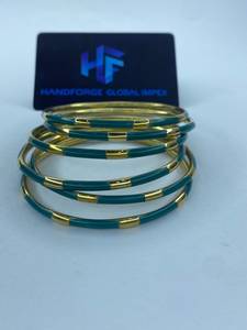 Handmade Brass <b>Resin</b> Ethnic Style Bangle Bracelet Channel Set Inlay for Women's Party Occasion-Wholesale Manufacturer Exporter - Product Image 4