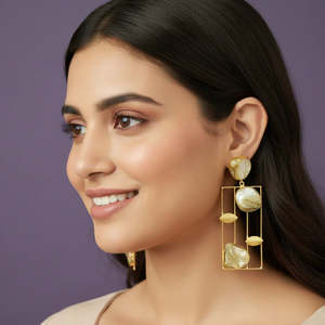 Uncut Semi Precious Pearl Earrings - Product Image 1