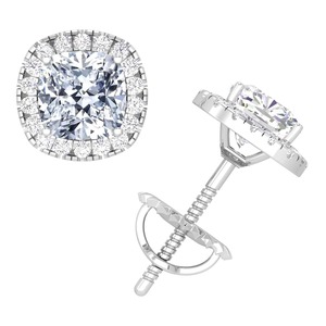 1CT Halo <b>Stud</b> Earrings 0.5ct-2ct D Color VVS1 Clarity <b>Emerald</b> Pear Mixed Cut 18K Gold Plated Sterling Silver Luxury Modern - Product Image 1
