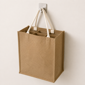 Bolsa de Yute Premium para Botellas de Vino |   Bolsa Reutilizable para 6 Botellas con Separadores, Asas de Cuerda de Algodón, Organizador de Almacenamiento Ecológico - Product Image 4