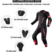 Traje de Motocicleta de Cuero Personalizado para Hombre, Negro y Rojo, Mono de MotoGP con Protectores Homologados CE, Traje de Carreras de Cuero para Motocicleta