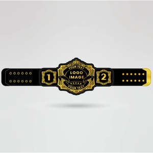 Custom Wrestling Championship Belt Black <b>Gold</b> Logo <b>Numbered</b> Plates Sport Equipment Trophy Award Handmade Fantasy Trophy Award - Product Image 1