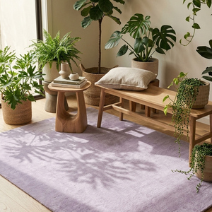 Elegant Lavender Wool Handtufted <b>Rug</b> Geometric Pattern Anti-Slip <b>Thick</b> Pile Carpet for Living Room Bedroom Dining Room Modern - Product Image 2