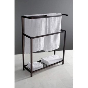 Porte-serviettes minimaliste en métal noir en acier inoxydable, étagère de rangement simple pour salle de bain avec support pour serviettes pliées - Product Image 1