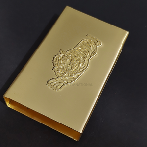 Premium Custom Brass <b>Matchbox</b> Sleeve Cover Embossed Logo Personalized Metal Holder Luxury Design Custom Size Shape Wholesale - Product Image 4