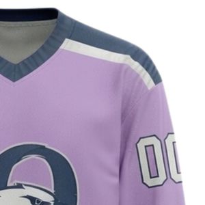 Maillot de hockey sur glace sublimé violet pour homme, en polyester imprimable, col en V, manches longues, uniforme sportif athlétique, vêtement de performance - Product Image 5