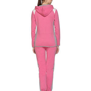 Conjunto Deportivo de 2 Piezas para Mujer, con Capucha, Manga Larga, Cierre de Cremallera, Corte Holgado, Color Rosa Sólido, Transpirable, de Poliéster, para Otoño, Venta al Por Mayor - Product Image 2