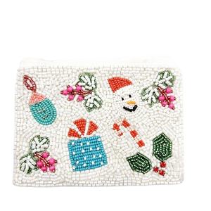 Lo último en monedero hecho a mano con cuentas de semillas múltiples con cremallera, bolso de Año Nuevo y fiesta de Navidad con esquema multicolor - Product Image 1