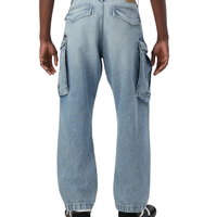 Pantalones Vaqueros Cargo Rovic OEM ODM, Corte Recto y Holgado, Tridimensionales, con Múltiples Bolsillos, Transpirables, con Estampado de Patchwork, para Hombre, Otoño