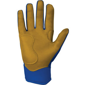 Bruce Bolt Leather Customizable Blue Batting Gloves Lightning Logo Hook Loop Closure Durable Non-Slip Unisex Adult Glove - Product Image 2