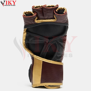 Service OEM ODM, produit durable à prix de gros auprès du meilleur fournisseur. Nouveaux gants de MMA en cuir de luxe bordeaux et or, tendance. - Product Image 3