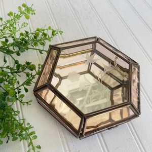 Modern Rose Gold Hexagonal <b>Glass</b> Jewelry <b>Box</b> Transparent Geometric <b>Glass</b> Ring <b>Box</b> Trinket Organizer Display Holder For Sale - Product Image 2