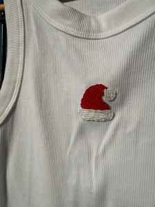 Exclusive Manufacturer White Cotton Ribbed Tank <b>Top</b> Crop <b>Top</b> With Beaded Embroidery Three Purple Fish Patches Women Hot Sale - Product Image 5