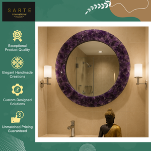 Customized Eco-Friendly Lighted Wall Decor Spiritual Space Centerpiece Natural Agate Stone Frame Luxury Modern Handmade Mirror - Product Image 3