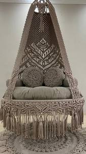 Balancelle suspendue en macramé en coton pour patio |   Balançoire pour adultes et enfants pour lire confortablement des livres - Product Image 3