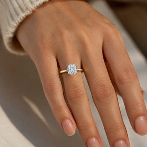 Bague de fiançailles en diamant de laboratoire taille coussin 1, 2 ou 3 carats, certifiée IGI, monture cathédrale, or 14K ou 18K - Product Image 5