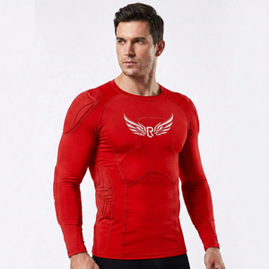 Men's <b>Black</b> Short Sleeve <b>Compression</b> <b>Shirt</b> with Front Logo Crew Neck Regular Breathable Moisture Wicking Adults - Product Image 2