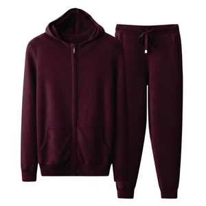 Ensemble de survêtement décontracté pour homme en coton épais, délavé à l'acide, respirant, avec sweat à capuche et pantalon évasé brodé, style streetwear vintage - Product Image 4