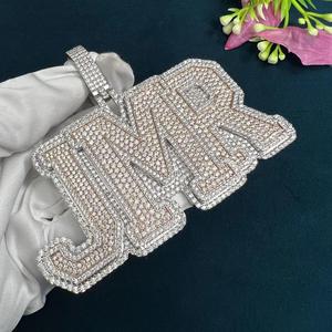 Trendy Custom Hip Hop Jewelry Moissanite Diamond Name <b>Pendant</b> Necklace <b>Men</b> 925 Sterling <b>Silver</b> Bling Iced Letter Charm <b>Pendant</b> - Product Image 4