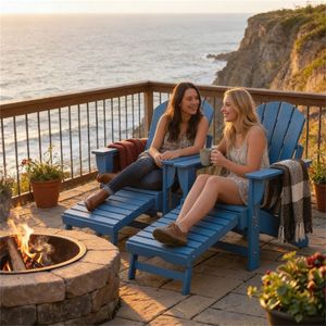 Set di 2 sedie pieghevoli blu per cortile e patio - Product Image 1