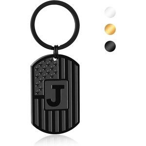 Portachiavi con Lettere A-Z in Acciaio Inossidabile, Accessori da Uomo, Regalo Promozionale, Portachiavi e Moschettoni - Product Image 1