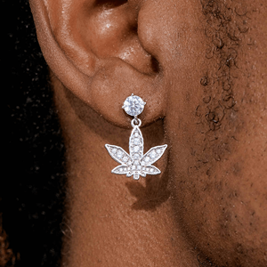 Boucles d'oreilles pendantes en argent 925 plaqué rhodium avec feuille de cristal, sertissage pavé, tendance, unisexe, pour tous les jours - Product Image 4