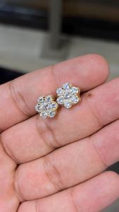 Classic Flower <b>Stud</b> <b>Earrings</b> Round Brilliant Cut Diamond Rhodium Plated 925 Silver Women's Everyday Wear - Product Image 5