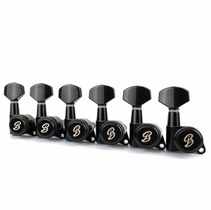 Afinadores de guitarra con bloqueo BBSTONE, fabricados en Corea, 6 en línea, relación de engranajes 20:1, estilo vintage, color negro - Product Image 1