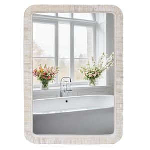 Vietnam Modern Rattan Floral Round <b>Mirror</b> Handmade Wall Decor - Product Image 1