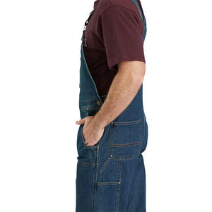 Salopette classique pour homme en jean délavé taille haute, respirante, poids moyen, style vintage streetwear, multi-poches, résistante aux flammes - Product Image 3