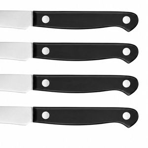 Black 4 Piece Dinner <b>Knife</b> <b>Set</b> with Silver Smooth Edge Blades and Triple Rivet Curved Handles for <b>Steak</b> Cutting and Table Use - Product Image 6