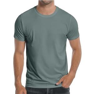 Camiseta de Manga Corta para Hombre, Cuello Redondo, Corte Ajustado, Lisa, Teñida, para Verano, 100% Algodón - Product Image 1