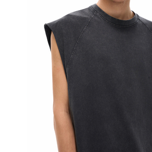 เสื้อยืดโอเวอร์ไซส์ แขนกุด ผ้าคอตตอนเจอร์ซีย์ 180 GSM สไตล์วินเทจ ลุคเม้าส์ลีส รับสกรีนโลโก้ เสื้อผ้าสตรีทแวร์ ผู้ชาย - Product Image 5