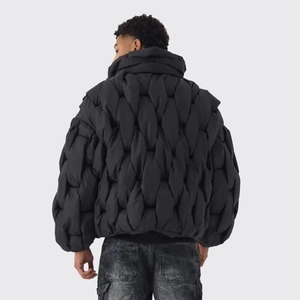 Veste bomber rembourrée en coton, coupe-vent, imperméable, confortable, pour homme, style streetwear, personnalisable OEM. - Product Image 2
