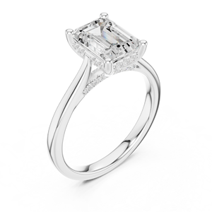 Anillo de Compromiso con Corte Esmeralda y Corte Brillante Redondo, Banda de Diamantes en Oro Amarillo de 18K, Joyería de Oro Blanco de 14K, Anillo para Mujer, Aniversario - Product Image 3