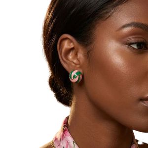 Pendientes Cuadrados con Espiral Rosa y Verde en Oro de 14K, Joyería de Moda para Mujer, Pendientes Geométricos Elegantes, Accesorio de Regalo para Fiestas - Product Image 4