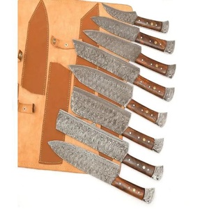 Juego de Cuchillos de Chef Profesionales de Acero de Damasco Hechos a Mano por Ahmad Fabric, 8 Piezas, Mango de Resina, Funda de Cuero, Diseño Moderno, Personalizable - Product Image 3