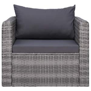 Chaise de jardin en rotin PE gris moyen avec housses amovibles - Product Image 2