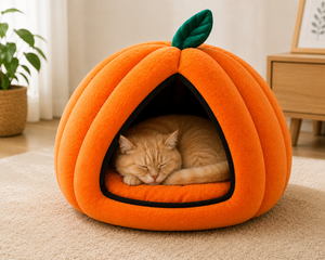 Maison pour animaux Pumpkin Pet House OEM ODM avec logo personnalisé, lit douillet et confortable pour chat et chien, fabricant direct - Product Image 1