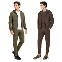 Ensemble de survêtement à capuche pour homme, couleur unie, fermeture éclair intégrale, poches latérales, coupe classique, vêtements décontractés, léger et respirant pour l'été