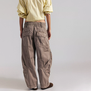 High Quality Women Mid Waist Loose Fit Cargo Pants Drawstring Closure <b>Balloon</b> Stripe Barrel Full Length Casual Summer Sweatpants - Product Image 2