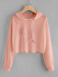 Sudadera con capucha de forro polar para mujer, estilo casual, con estampado liso, corta, anti-bolitas, de invierno, con bolsillos bordados delanteros y manga larga. - Product Image 2