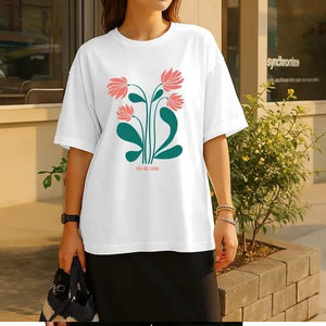 Chemise pour femme à manches courtes, col rond, coupe ajustée, de haute qualité, respirante, légère, écologique, 100% coton, avec logo personnalisé imprimé - Product Image 6