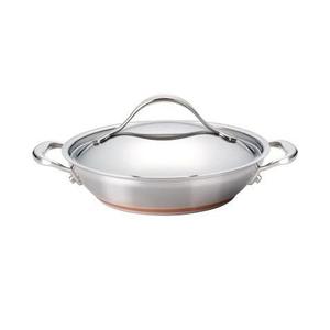 Casserole ronde en acier inoxydable avec couvercle pour servir des plats chauds, comme du curry ou du riz, légère et passe au lave-vaisselle - Product Image 1