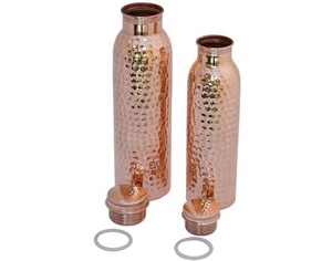 Mirror Finish Hammered Copper <b>Large</b> Capacity Leakproof Handcrafted Reusable Ayurvedic Drinking Water Bottle - Product Image 3