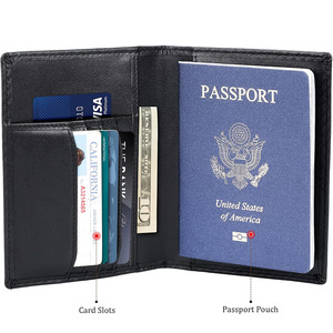 Leather Passport Wallets Organizer With Luggage <b>Tag</b> Travel Wallet Card Slots Custom <b>Name</b> Embossing Bulk Manufacturer for sale - Product Image 1