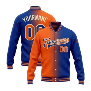 Custom Gradient Varsity <b>Jacket</b> Men's Reversible <b>Pink</b> Green Baseball Bomber Coat Embroidery Logo Print <b>Waterproof</b> Windproof - Product Image 4
