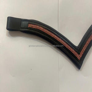 Bracelet vide en cuir de haute qualité, finition noire, 2 lignes de bijou décoratif de cristaux rouges, disponible en toutes tailles, 1 pièce - Product Image 3